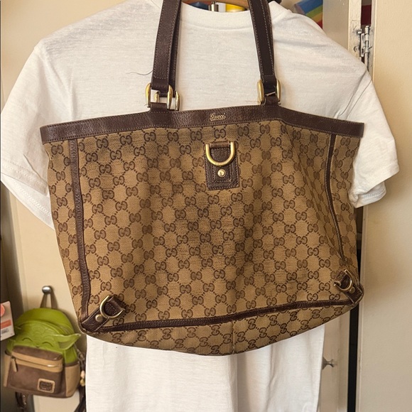 Gucci Handbags - Gucci Tan and Brown Monogram Shoulder Bag